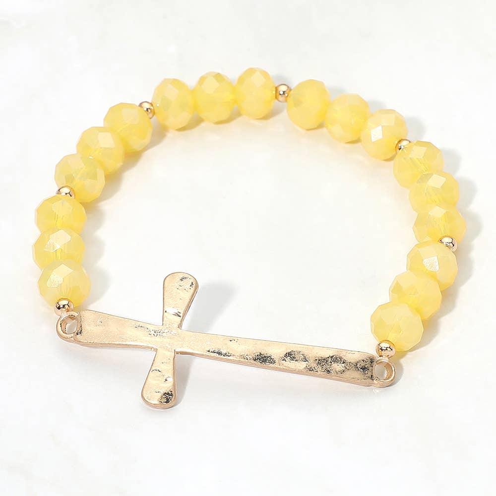 Brushed Hammered Metal Cross Bracelet