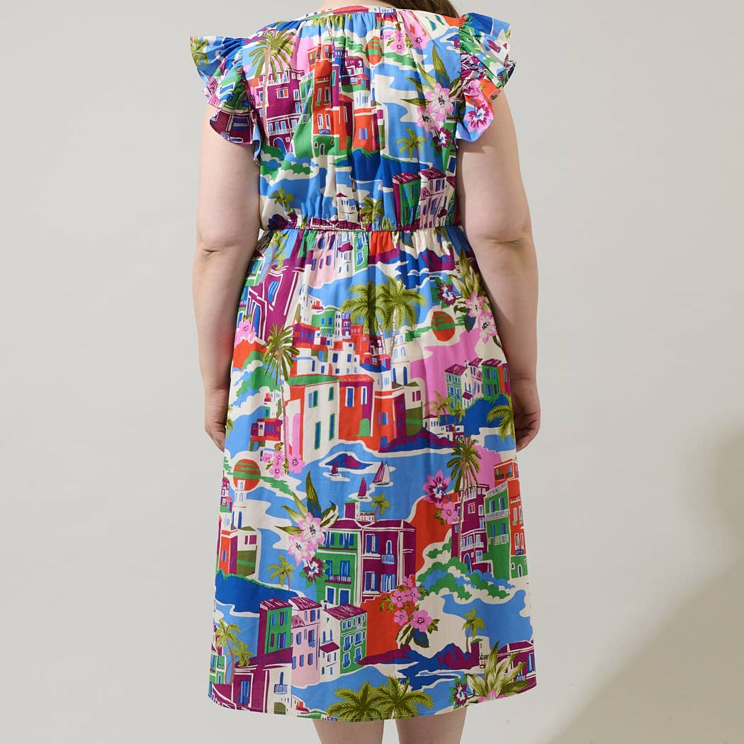 Rumi Town Tiarna Ruffle Midi Dress Curve