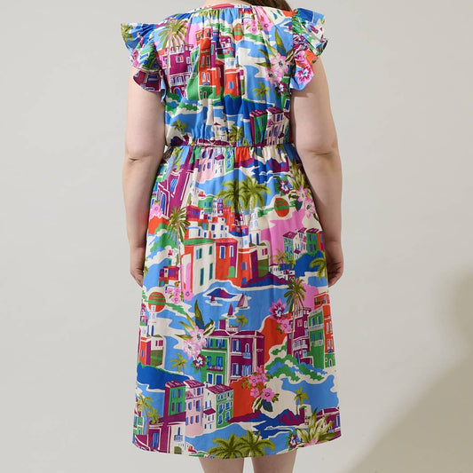 Rumi Town Tiarna Ruffle Midi Dress Curve