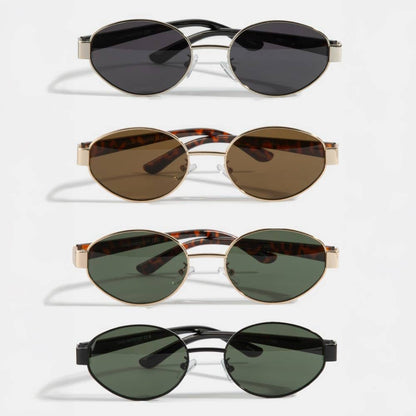 Bold Oval Metal Frame Sunglasses Set