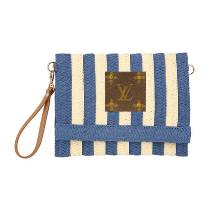 Louis Vuitton - Upcycled Striped Straw Clutch Wristlet Crossbody