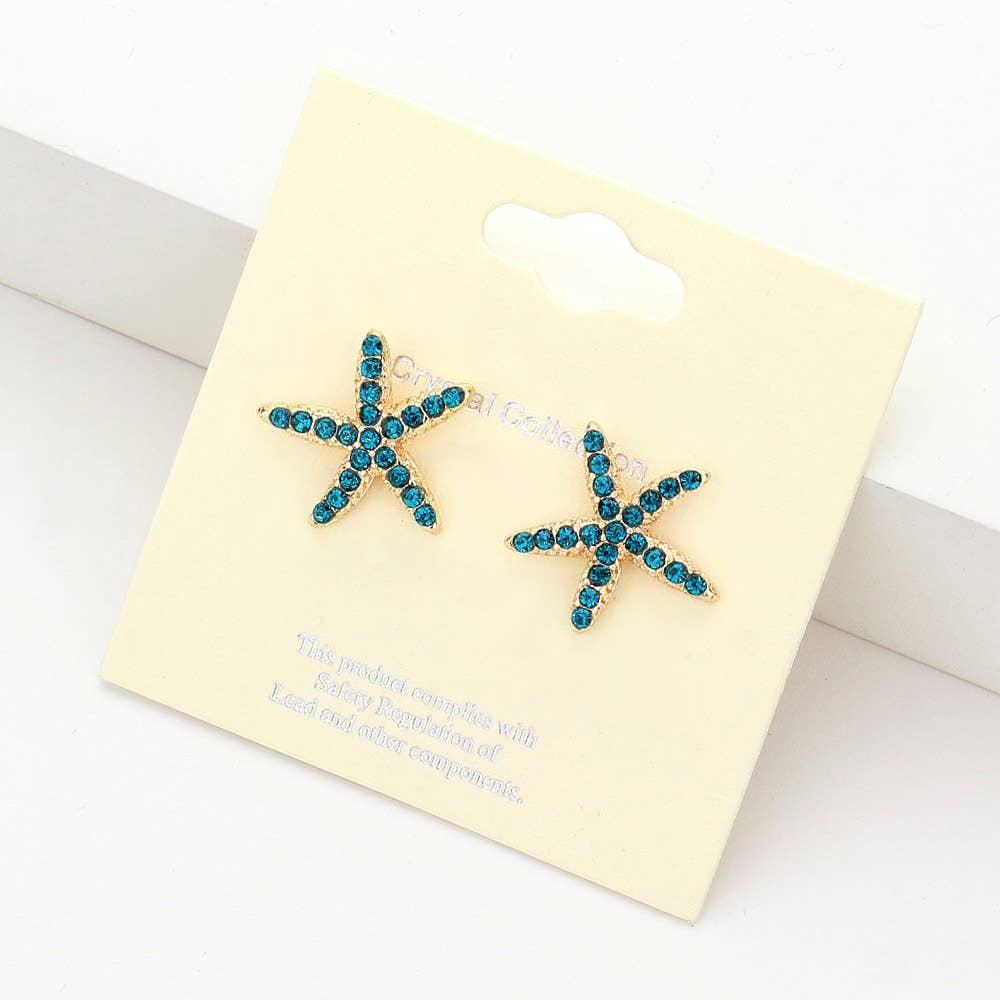 Crystal Starfish Stud Earrings