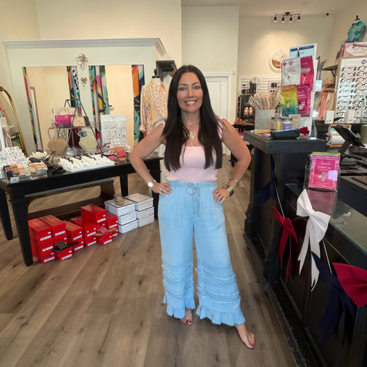 Self Fray Ruffle Bottom Pants