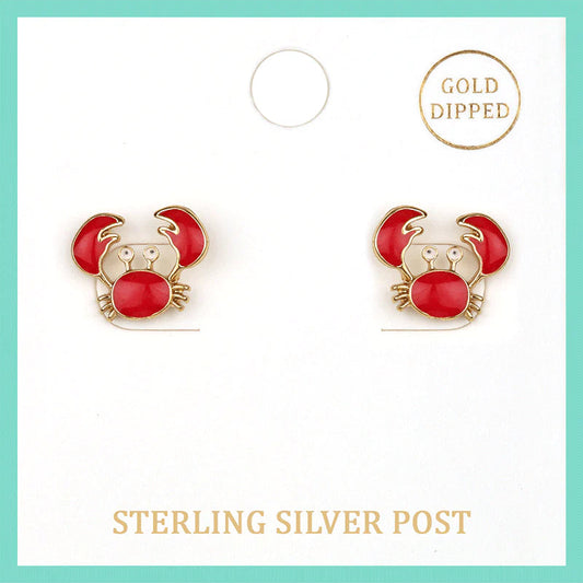 Epoxy Sterling Silver Crab Post Earring