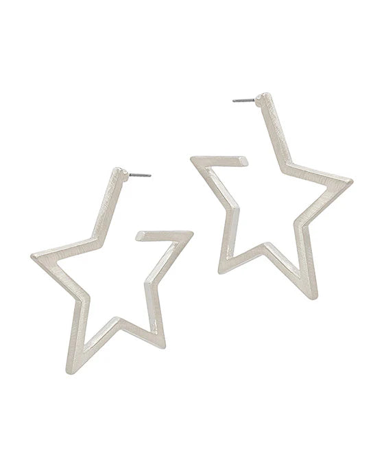 Star Satin Post Hoop Earring