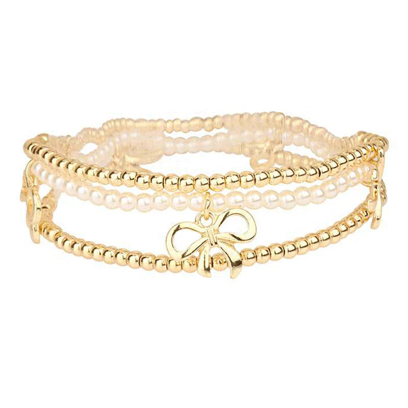 Pearls & Bows Elastic Bracelet