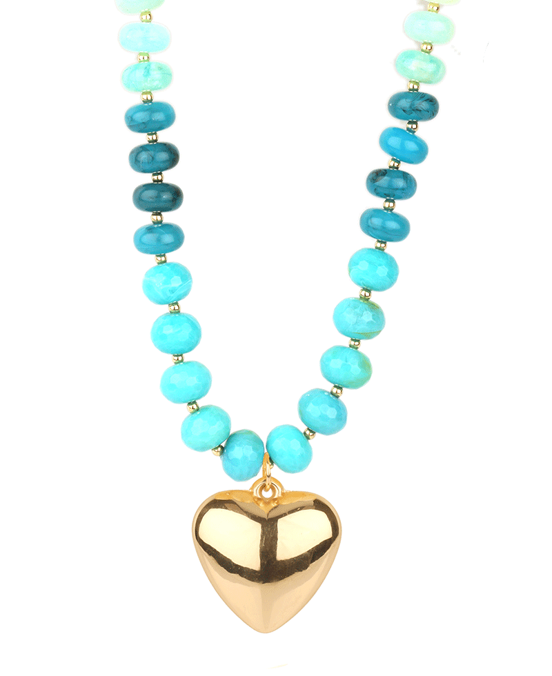 Marble Bead w/ Cross Necklace- 18"