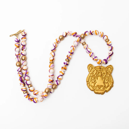 Tiger Necklace, Orange and Purple