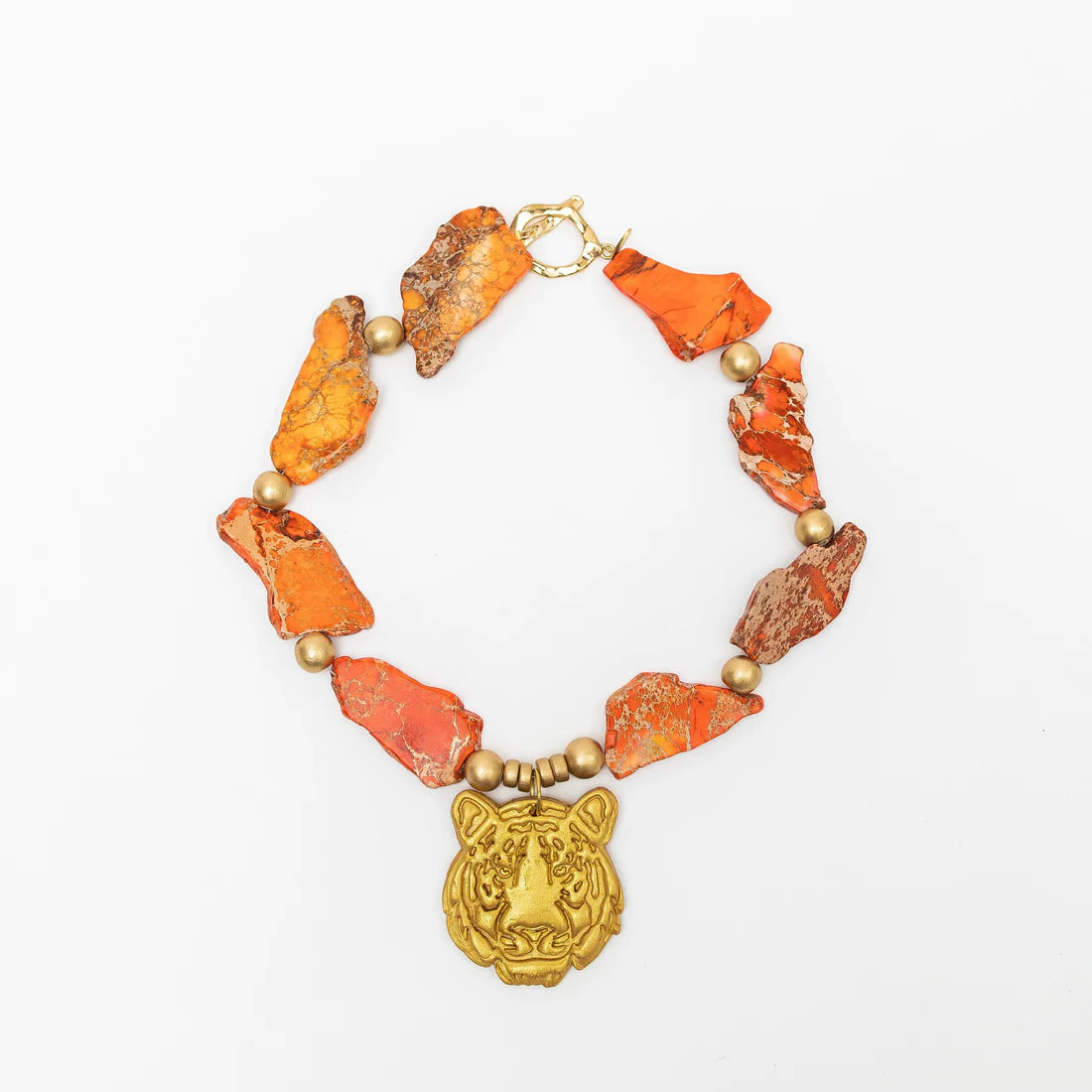 Orange Jasper Nugget Tiger Necklace