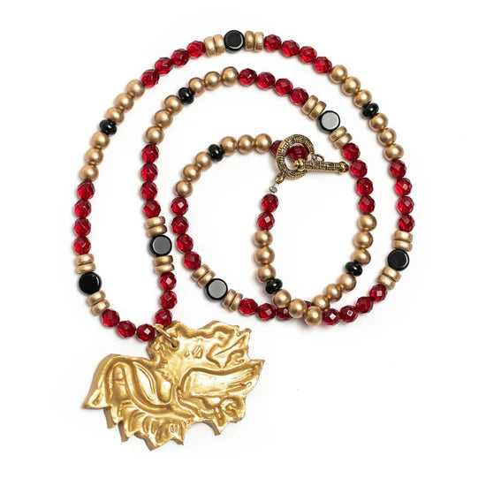 Gamecock Necklace, Garnet and Black