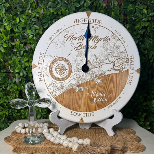 16" Lowcountry Tide Clock - North Myrtle Beach- White