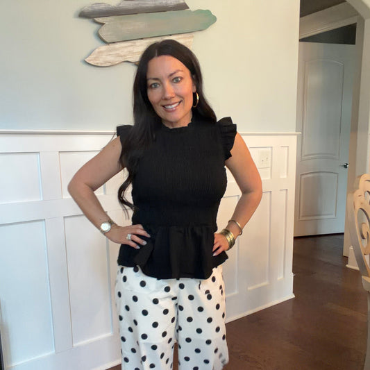 Black Ruffle Peplum Top