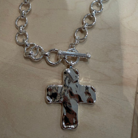 Hammered Cross Necklace