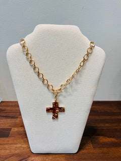 Hammered Cross Pendant Necklace