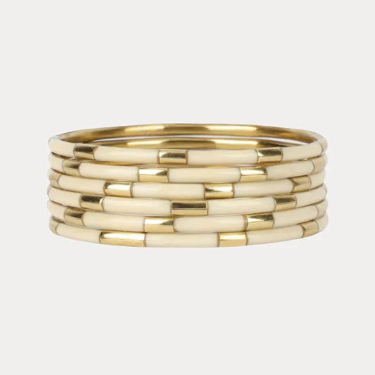 BuDha Girl Ivory Veda Bangles Set of 6 (One Size fits All)