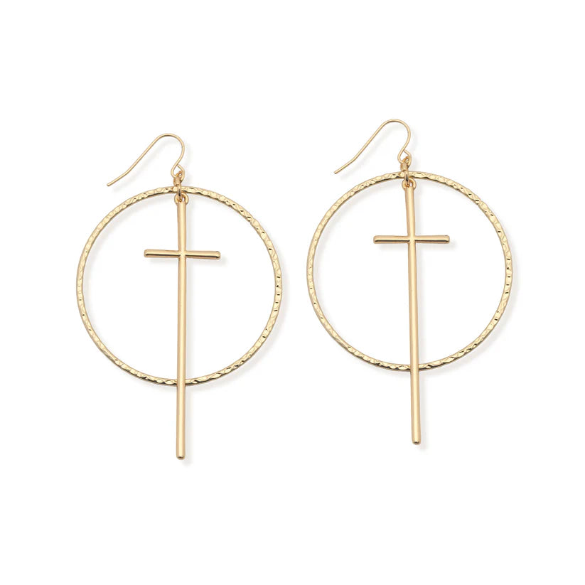 Miracle Circle Cross Earrings