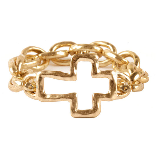 Metal Link Cross Bracelet