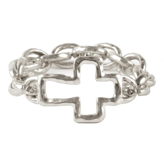 Metal Link Cross Bracelet