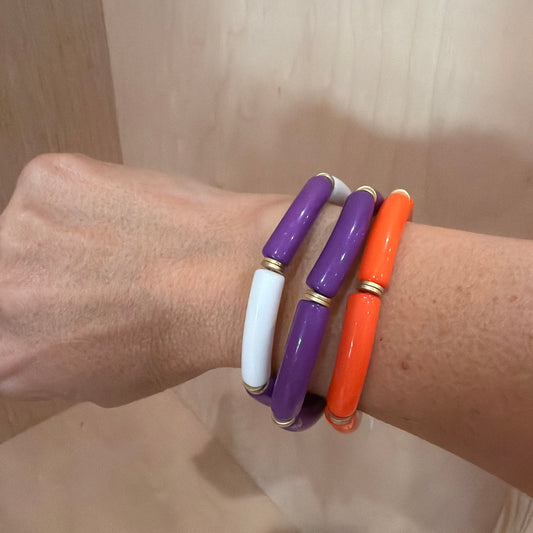 Orange, Purple, white & gold bracelet