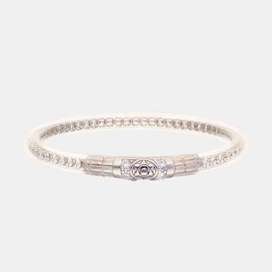BuDhaGirl Queen All Weather Bangles- Clear Crystal- Silver- Large