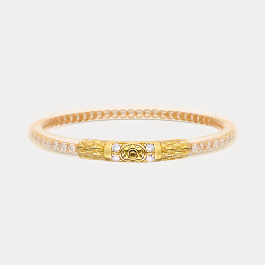 BuDahGirl Queen All Weather Bangles- Clear Crystal- Gold- Large