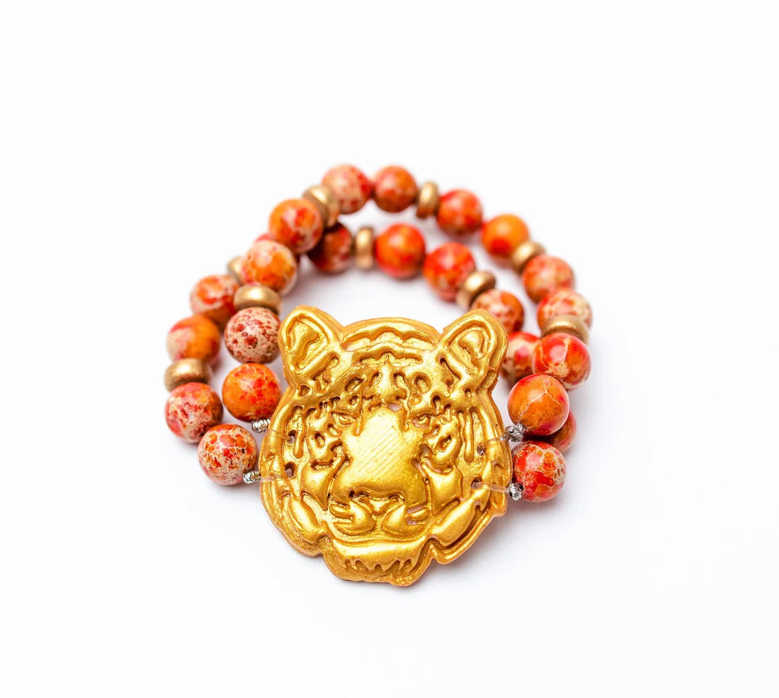 Orange Jasper Double Strand Tiger Bracelet