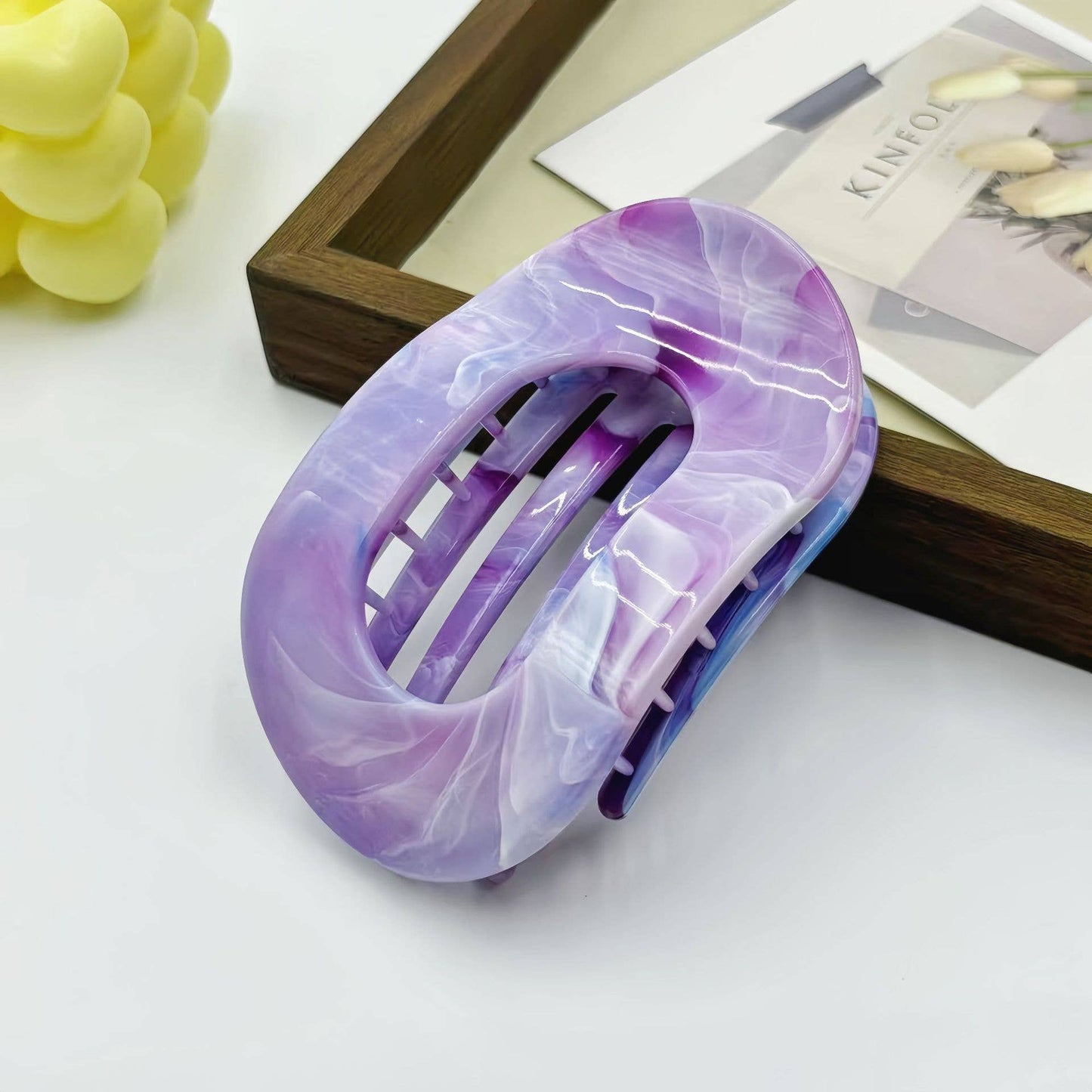 Marble Flat Oval Hair Claw