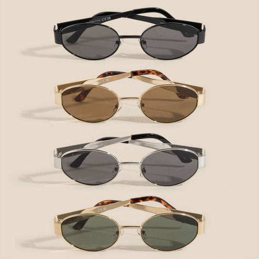Metal Frame Oval Lens Sunglasses Set
