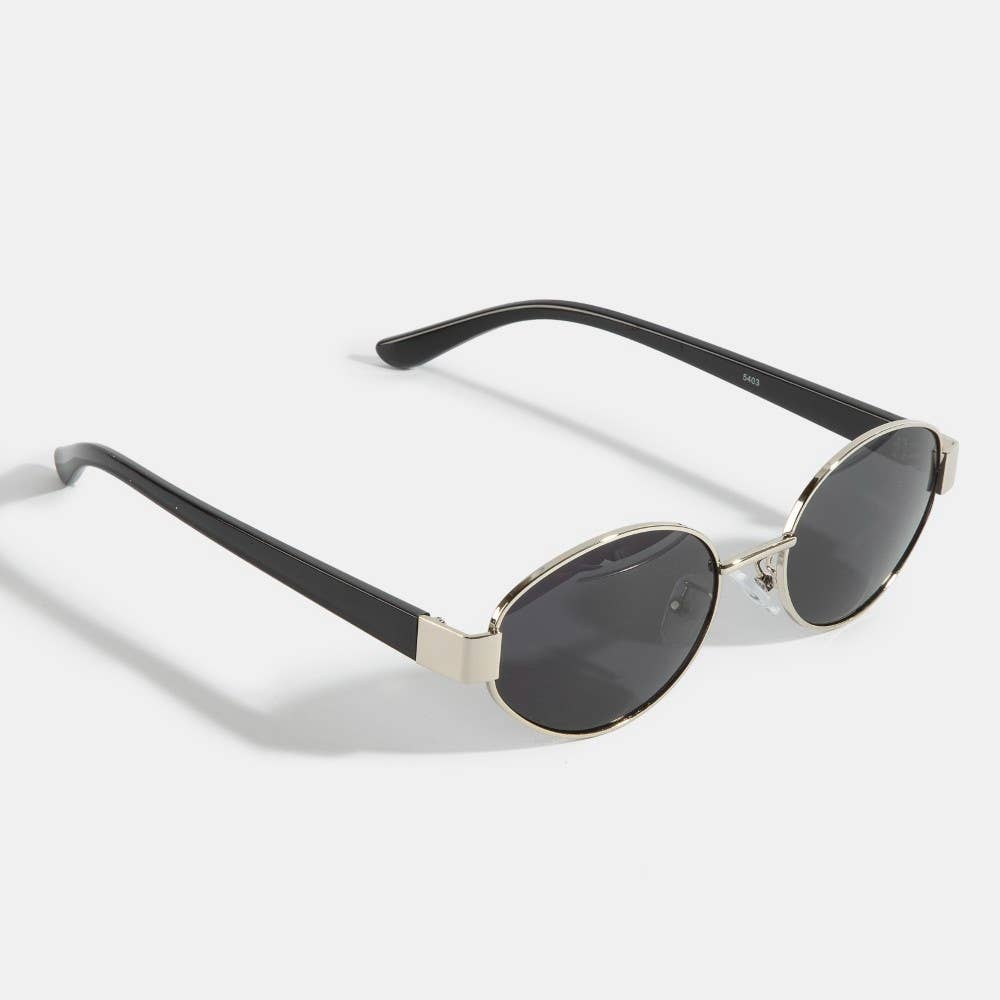 Bold Oval Metal Frame Sunglasses Set
