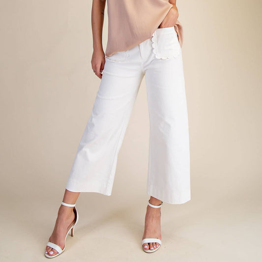 White Sands Scallop Wide Leg Pant