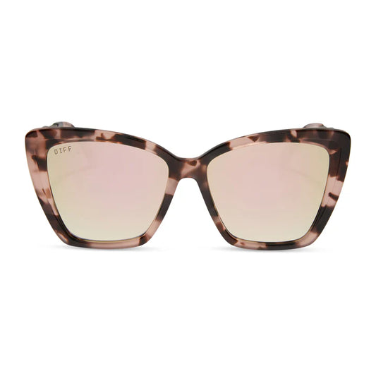 DIFF- Becky II- Himalayan Tortoise Taupe Mirror Polarized Sunglasses