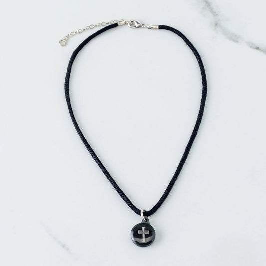 Tap To Pray® Survivor Series Necklace Onyx Cross