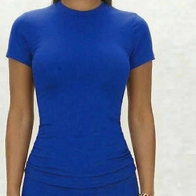 Elevated Basic Fitted Tee-Blue
