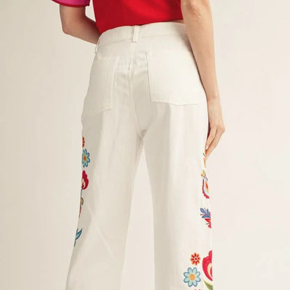 Coastal Bloom Embroidered Pant