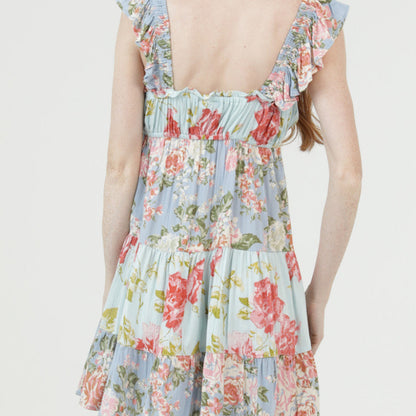Floral cap sleeve short dress