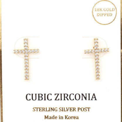 CZ Sterling Silver Cross Post Earring