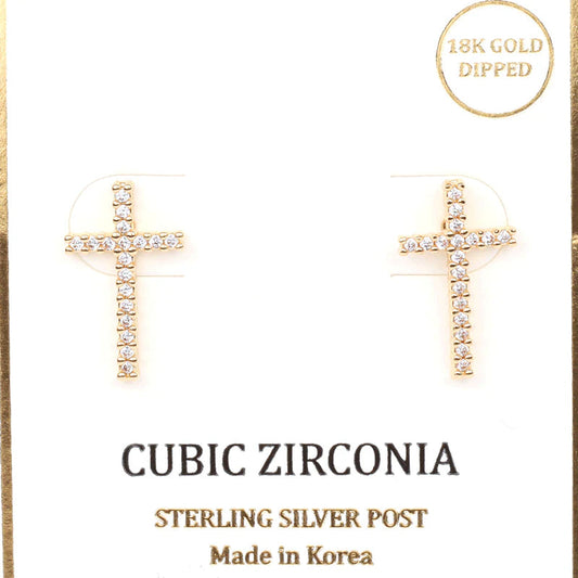 CZ Sterling Silver Cross Post Earring