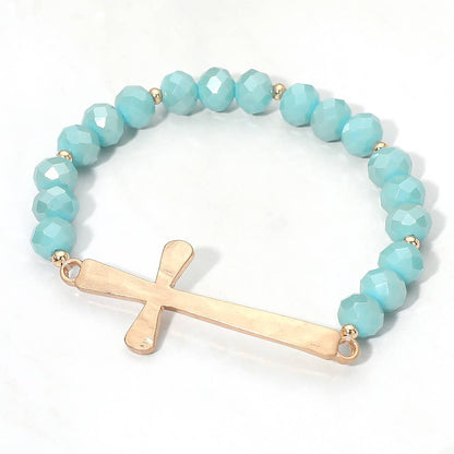 Brushed Hammered Metal Cross Bracelet