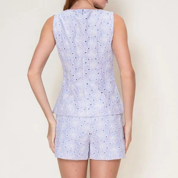 Bluebell Breeze Eyelet Top