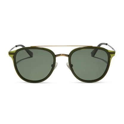 DIFF- Camden- Dark Olive Crystal G15 Polarized Sunglasses- Men's