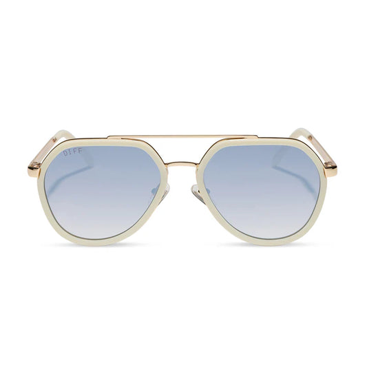 DIFF- Joey- Courtside Ivory Gold Metal Slate Gradient Flash Sunglasses