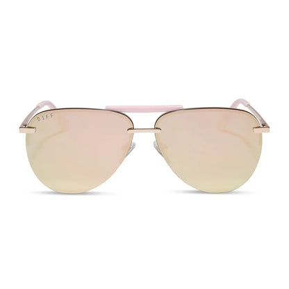 DIFF- Tahoe- Gold Powder Pink Taupe Mirror Sunglasses