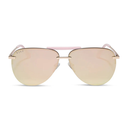 DIFF- Tahoe- Gold Powder Pink Taupe Mirror Sunglasses