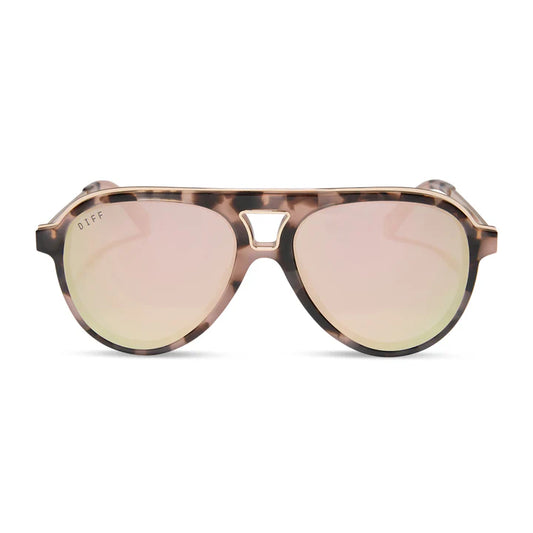 DIFF- Tosca III- Himalayan Tortoise Taupe Mirror Sunglasses