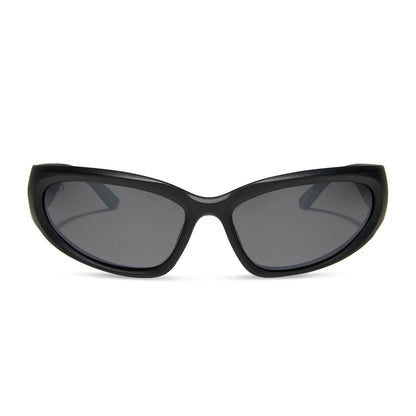 DIFF- Side Out- Matte Black Grey w/ Silver Flash Polarized Sunglasses