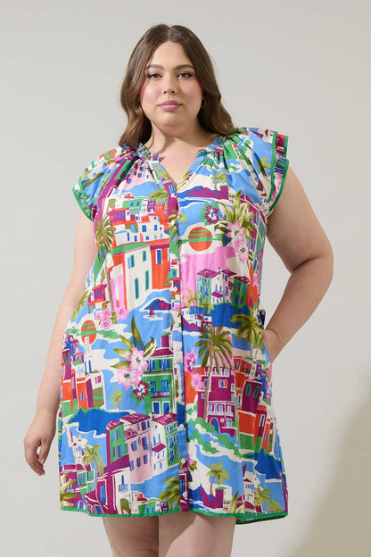 Rumi Town Olera Ruffle Mini Dress Curve