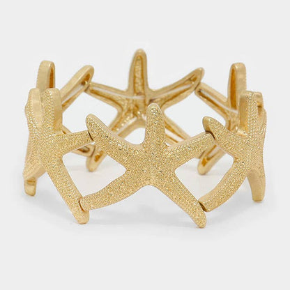 Textured metal starfish stretch bracelet