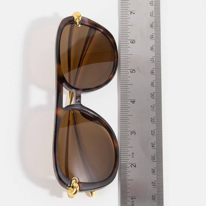 Gold Knot Hardware Oversized Aviator Sunglasses