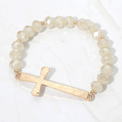 Brushed Hammered Metal Cross Bracelet