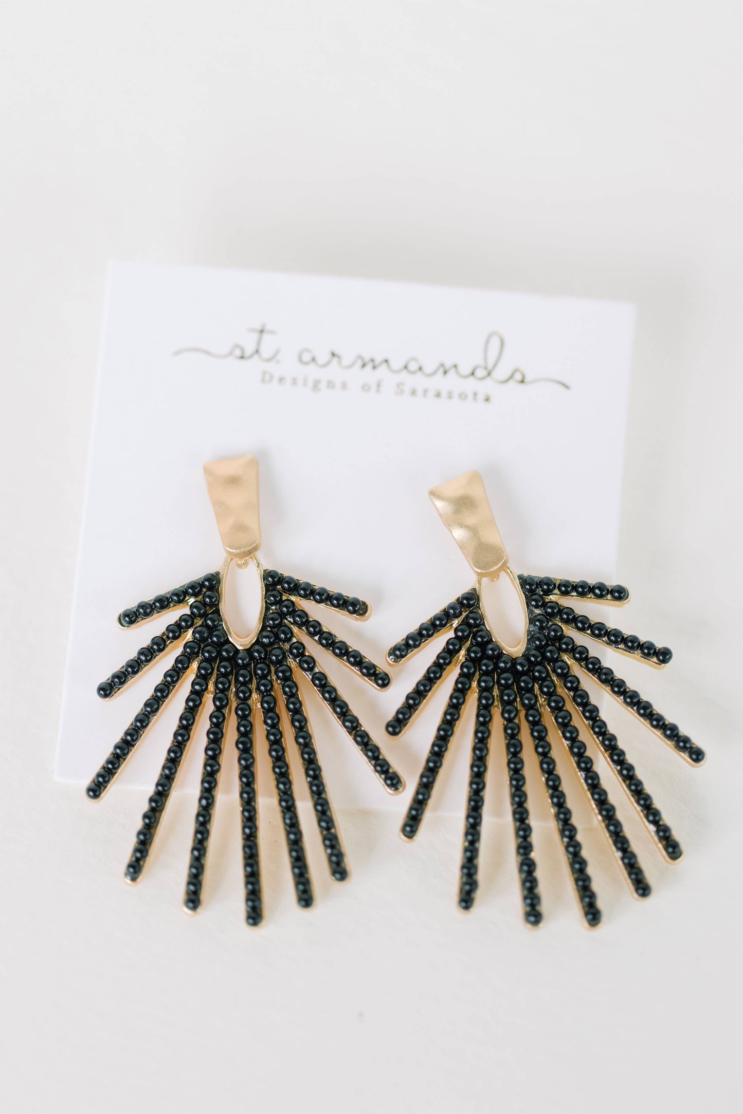 Black Sunburst Statement Drop Earrings